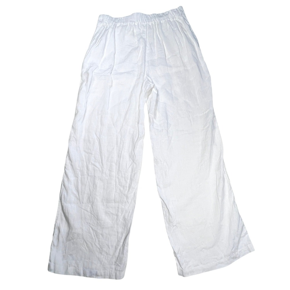 Joie Linen Pants Womens Medium White Wide Leg Coastal Beach Boho Chic Vacation - Picture 3 of 11